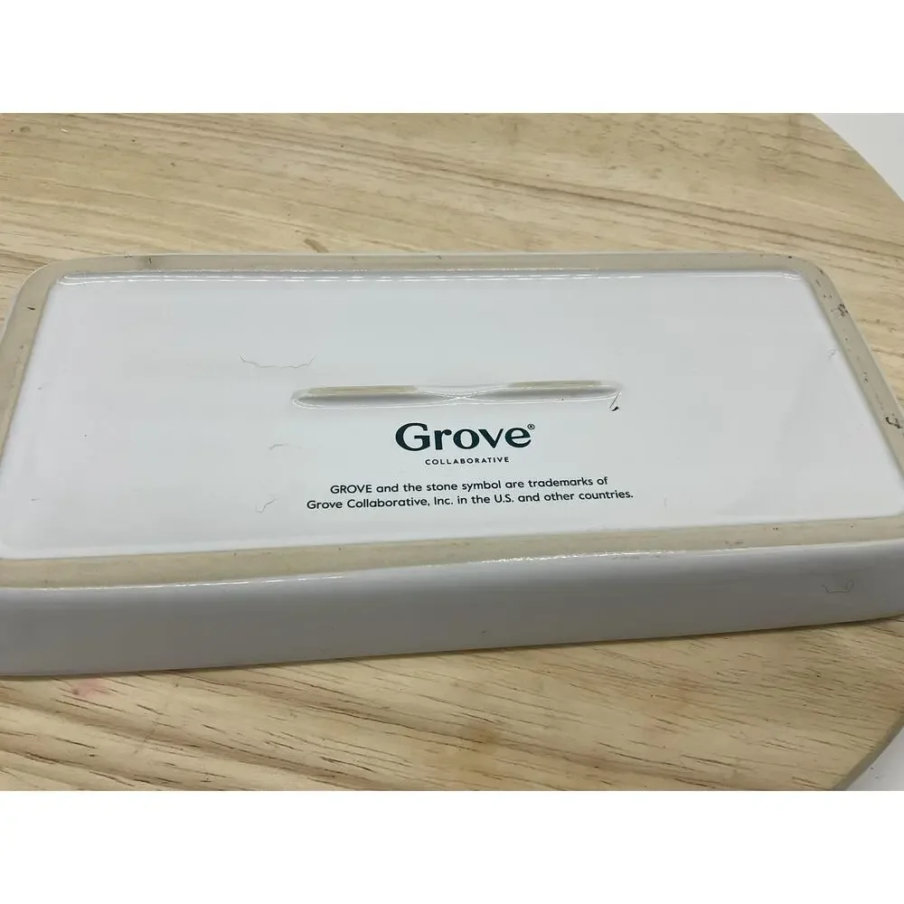 Grove Collaborative White‎ Ceramic Vanity Tray Small Rectangular Bathroom Sink